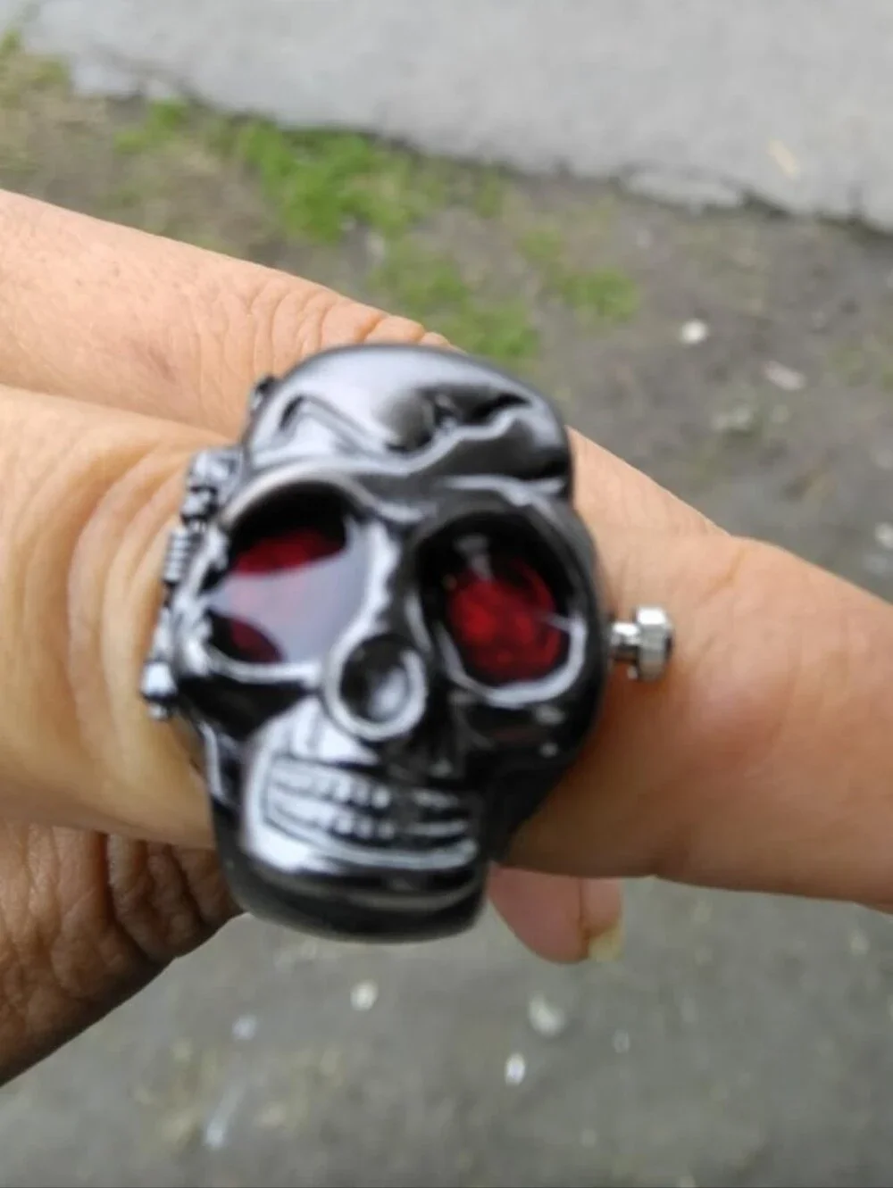 Men's Skull Ring Watch with Red Eyes -